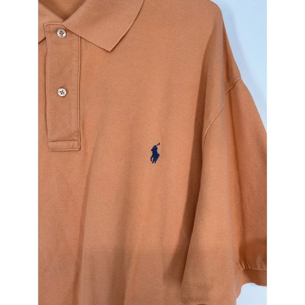 Polo Ralph Lauren Polo Shirt Mens 3XL Big 3XB Orange 100% Cotton Short Sleeve